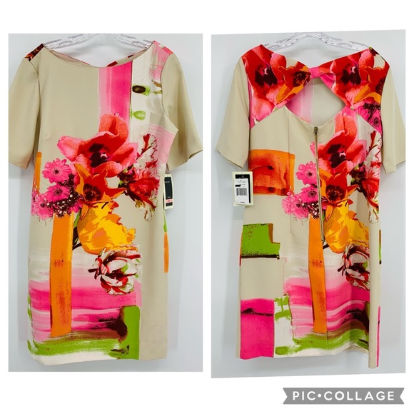 Julian Taylor Dresses & Skirts - Julian Taylor NWT Floral Print Coral Shift Dress, Size 10